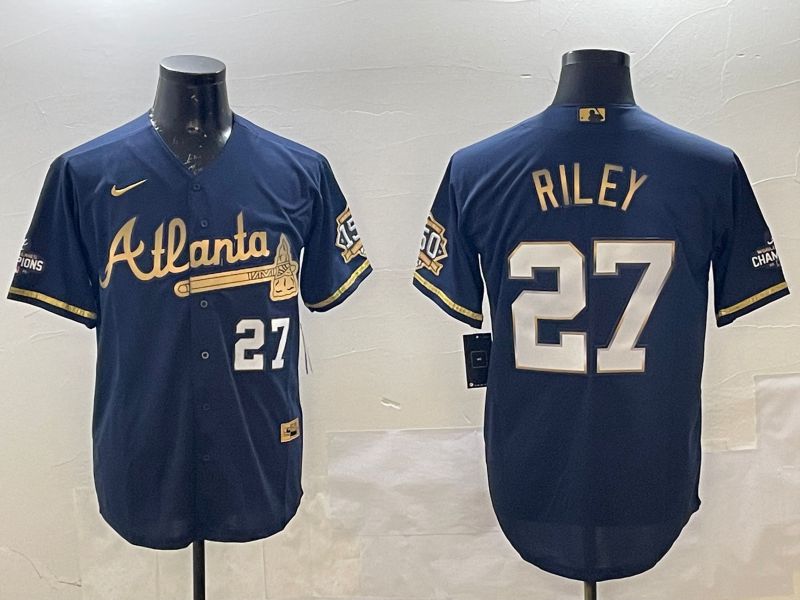 Men Atlanta Braves #27 Riley Black Gold Game 2025 Nike MLB Jersey style 1